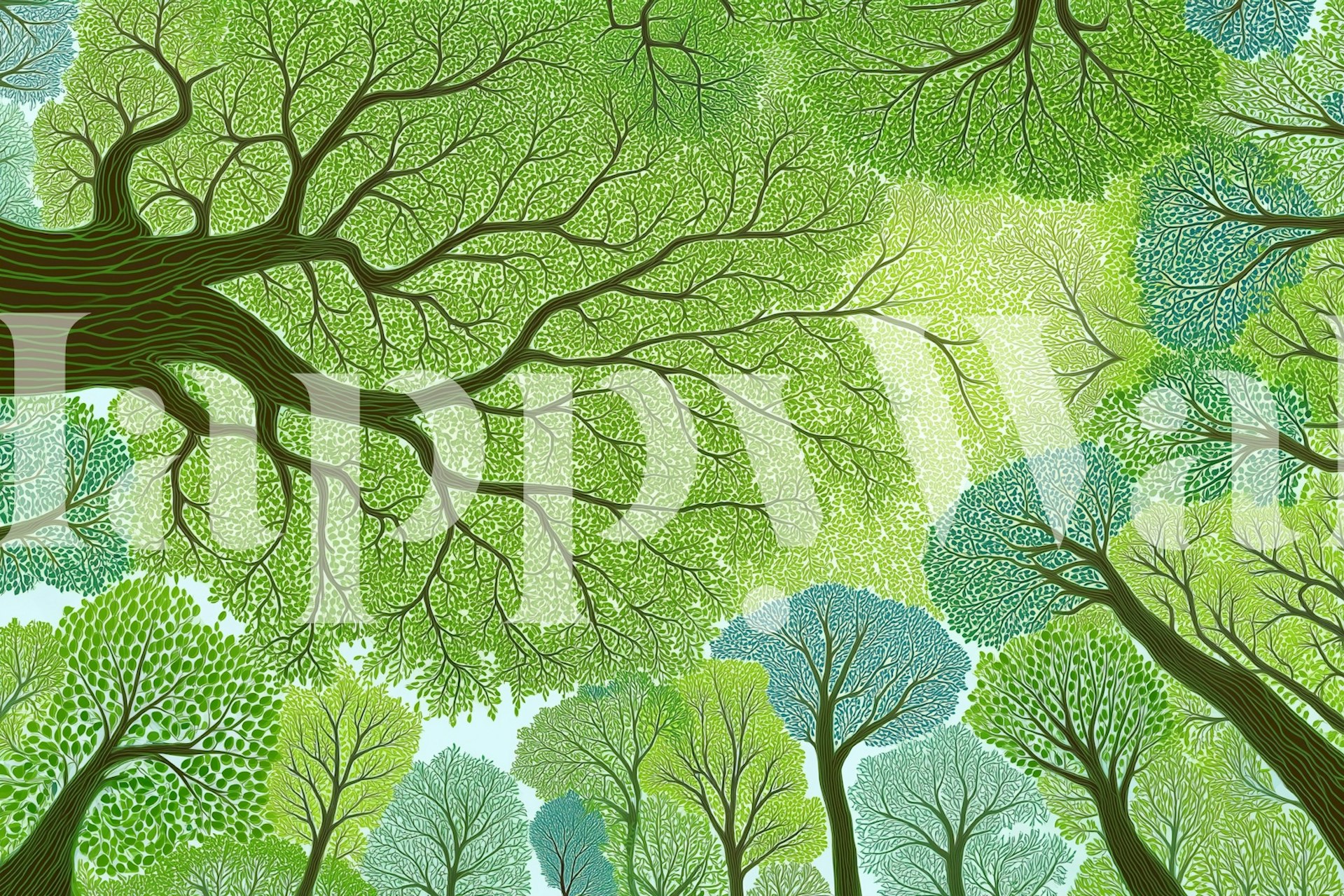 Ταπετσαρία Serene Leafy Canopy σε ένα δωμάτιο