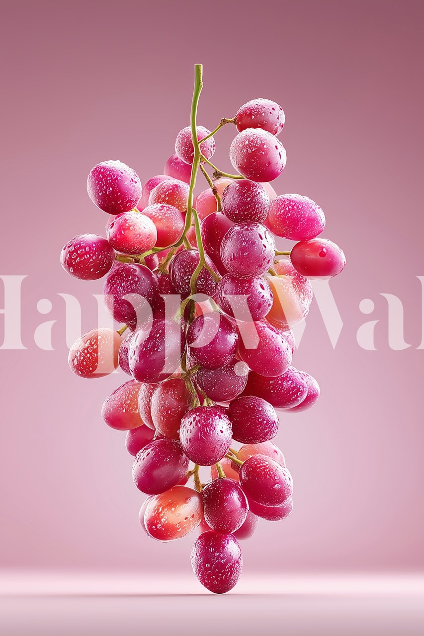 Dewy Pink Grapes wallpaper displayed in a room
