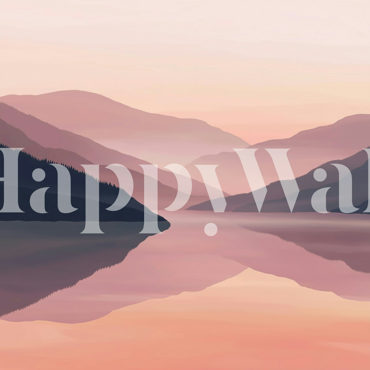 Misty mountain landscape with soft pink and purple hues wallpaper