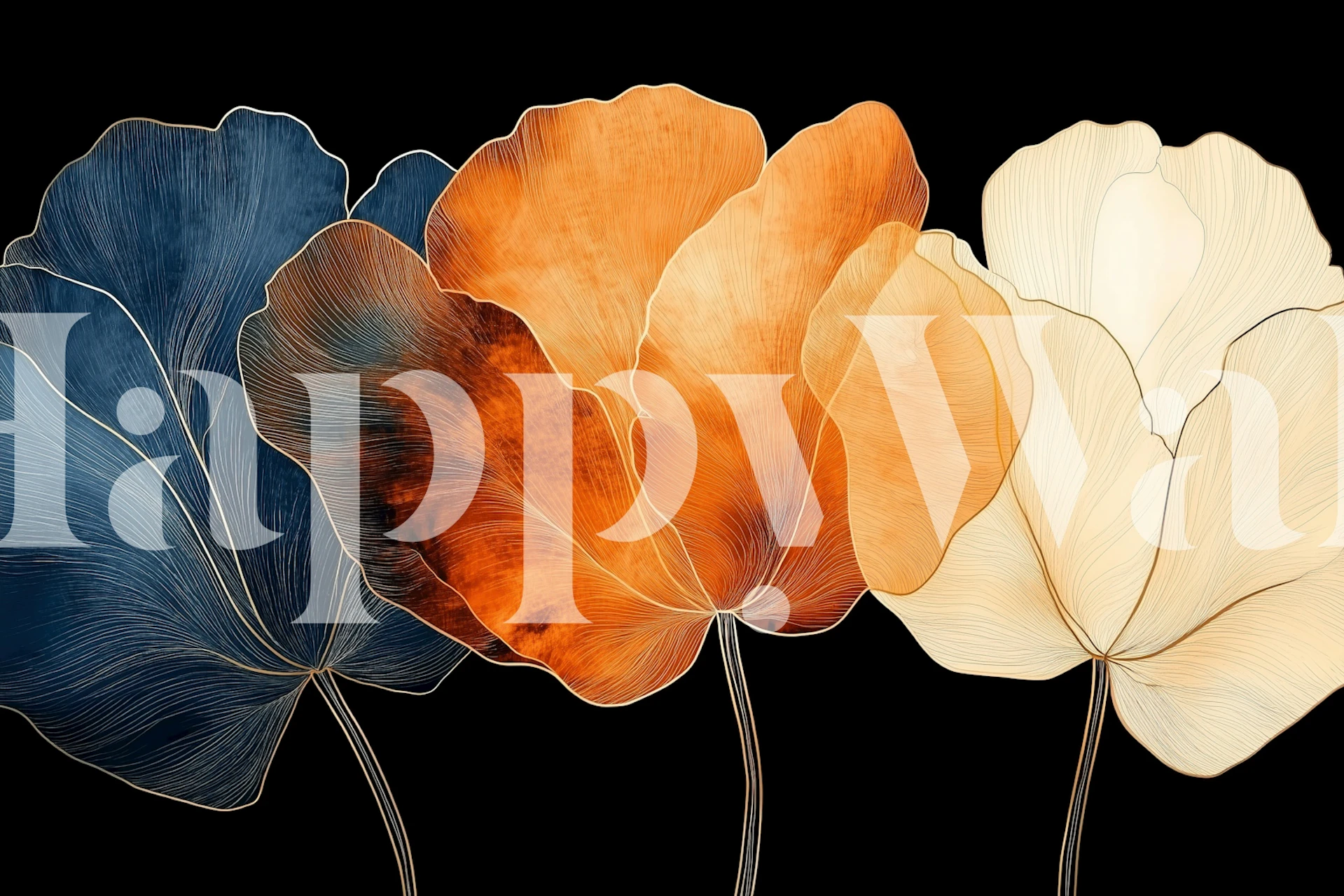 Three Flowers Dance φλοράλ ταπετσαρία σε ένα δωμάτιο