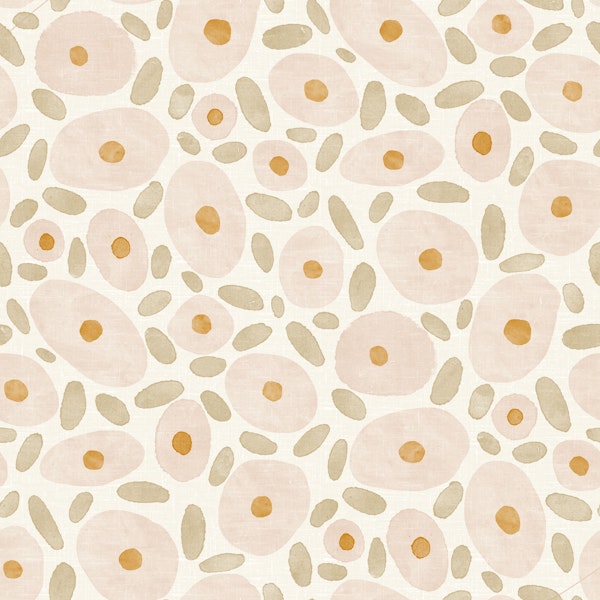 Naive blush pink Flower  on Linen Texture