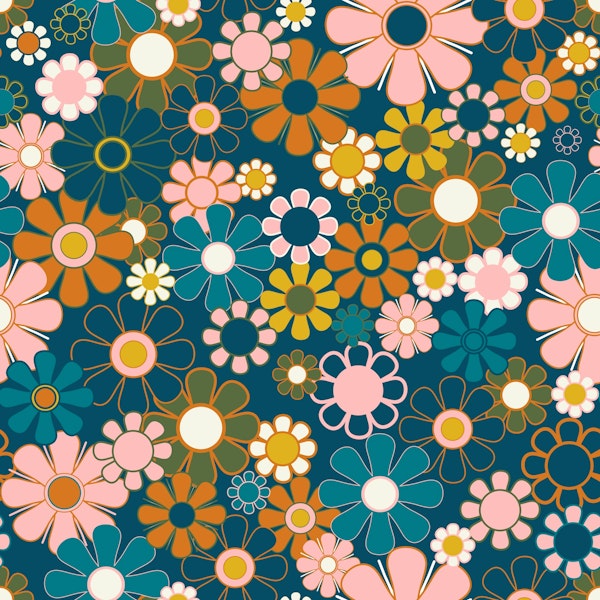 Pretty Floral Retro Garden Flower Pattern