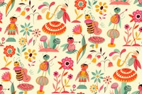 musical bugs in flowers carta da parati