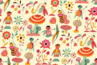 musical bugs in flowers - small carta da parati