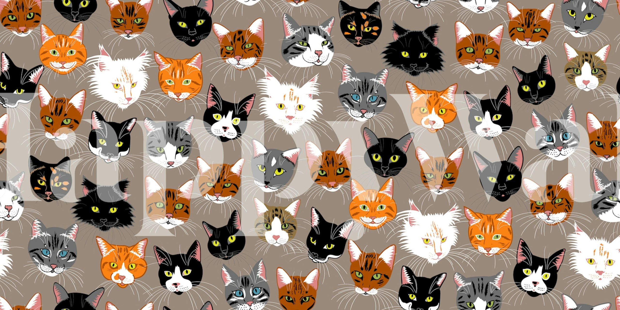 Diseño de papel pintado Playful Cat Faces