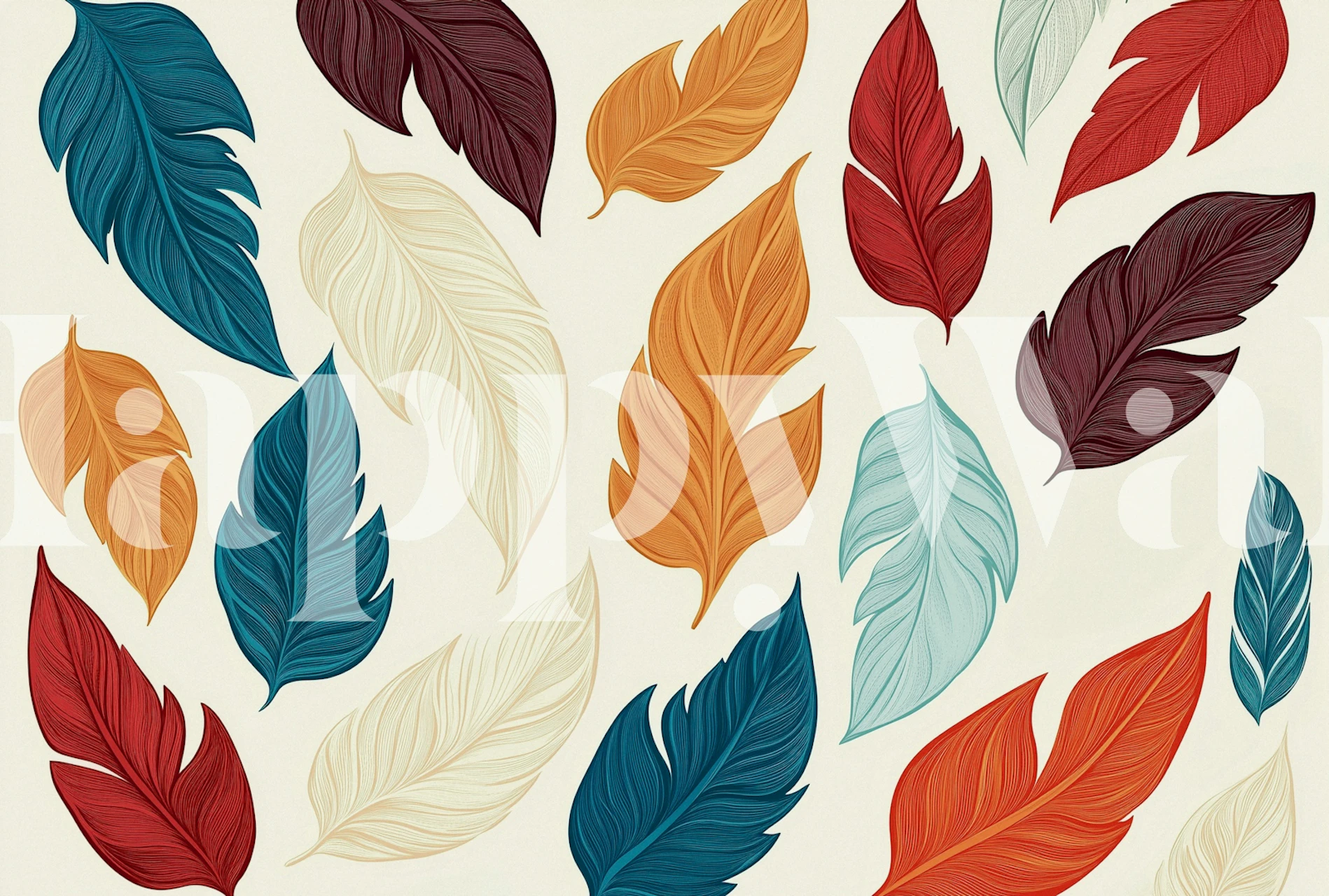 Boho Feather Flights wallpaper design in a room