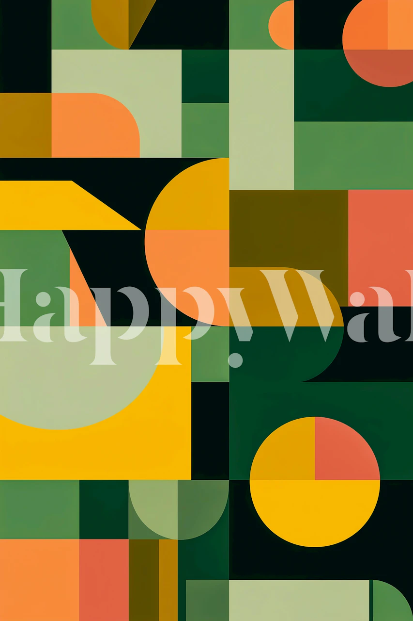 Playful geometric wallpaper em um quarto moderno