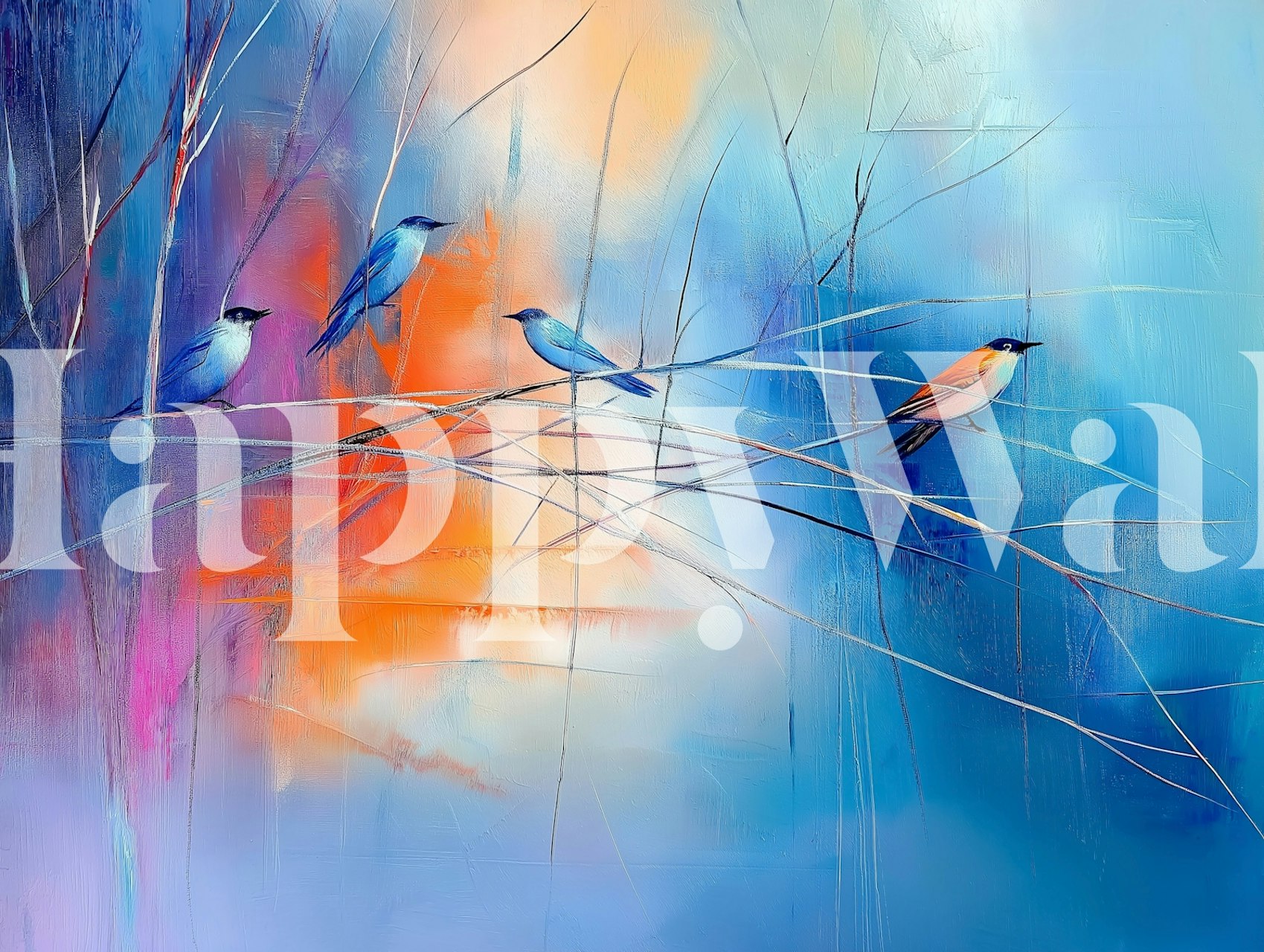 Bright Birds in Harmony wallpaper in a room