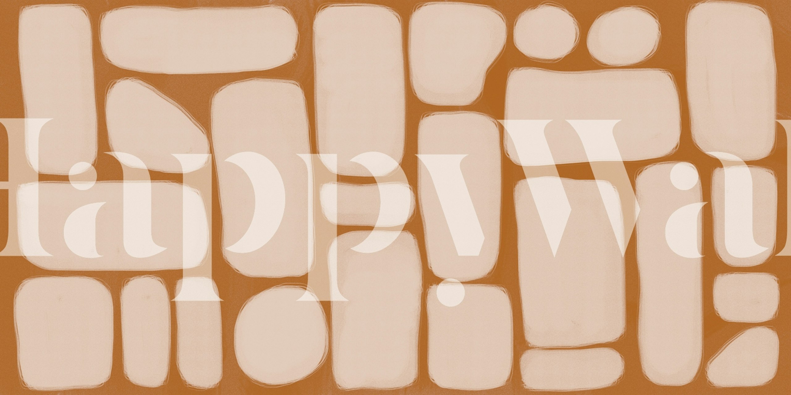 Boho Blocks Orange wallpaper in a room