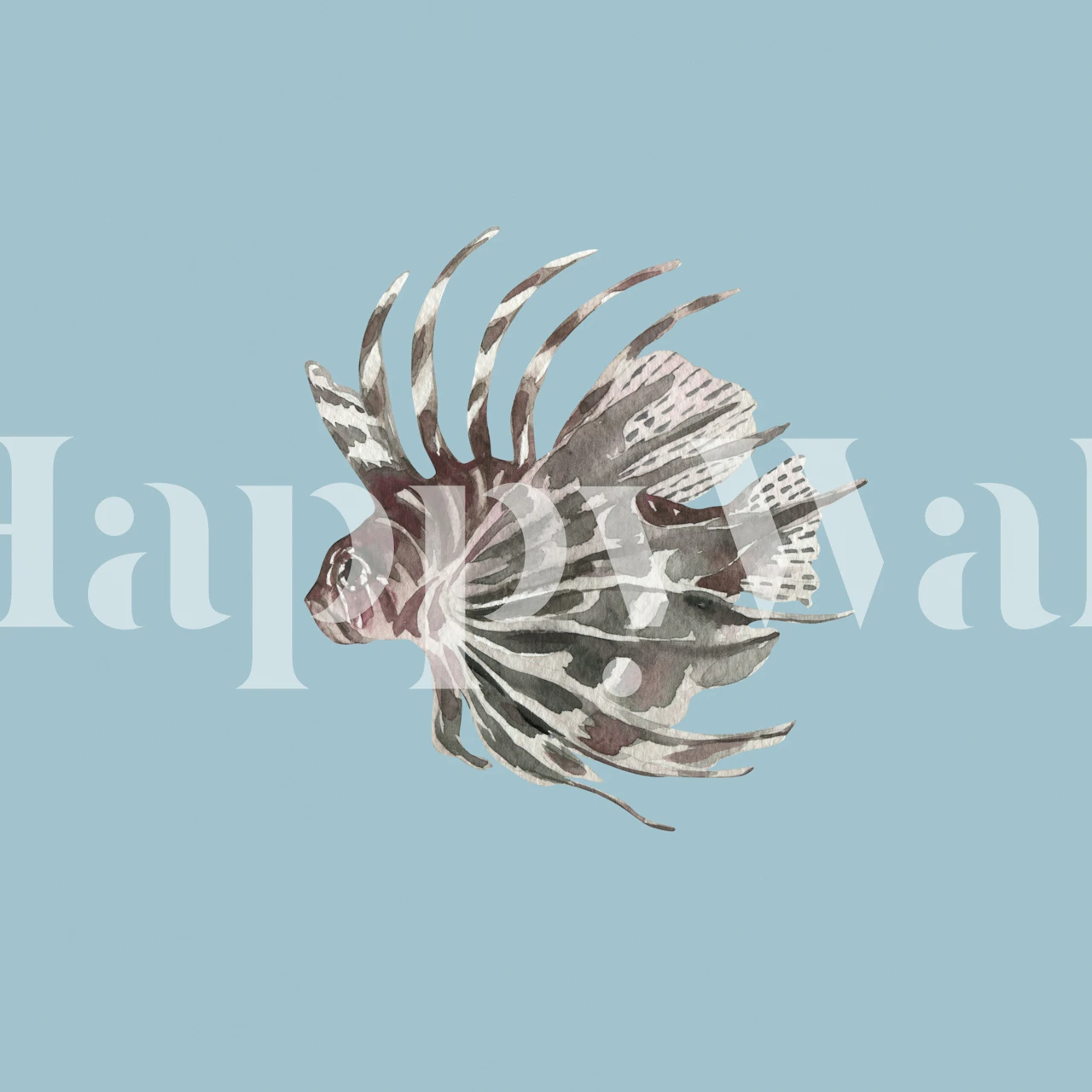 Lionfish wallpaper design in zachte blauwe wateren