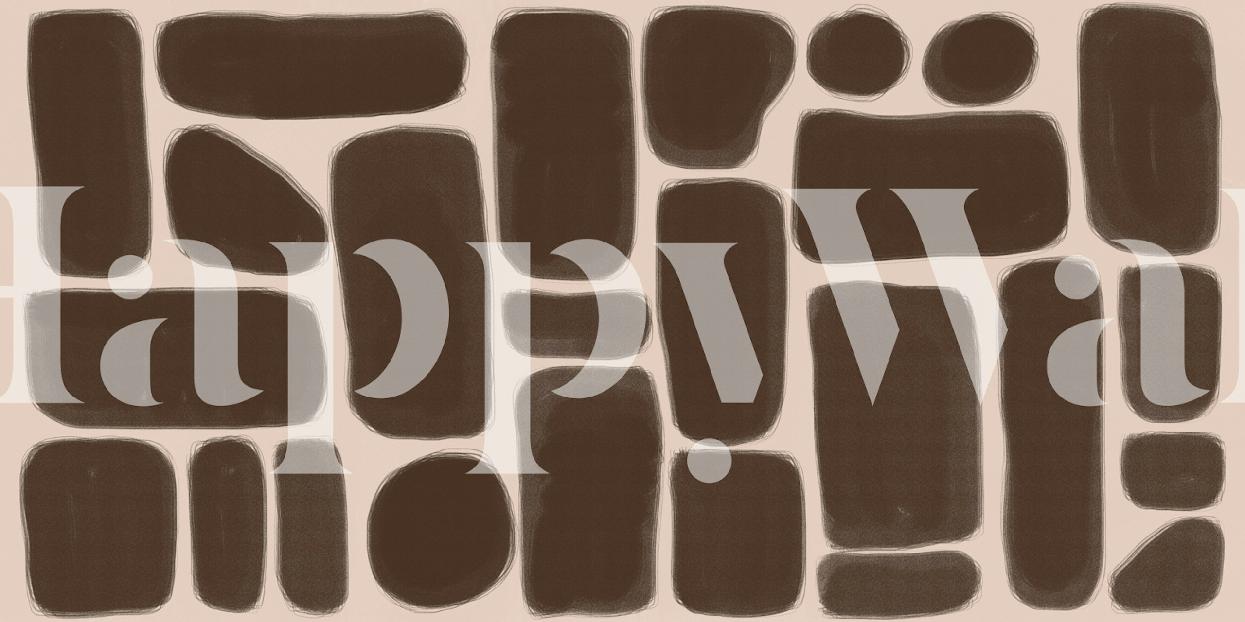 Brown abstract shapes on beige background wallpaper