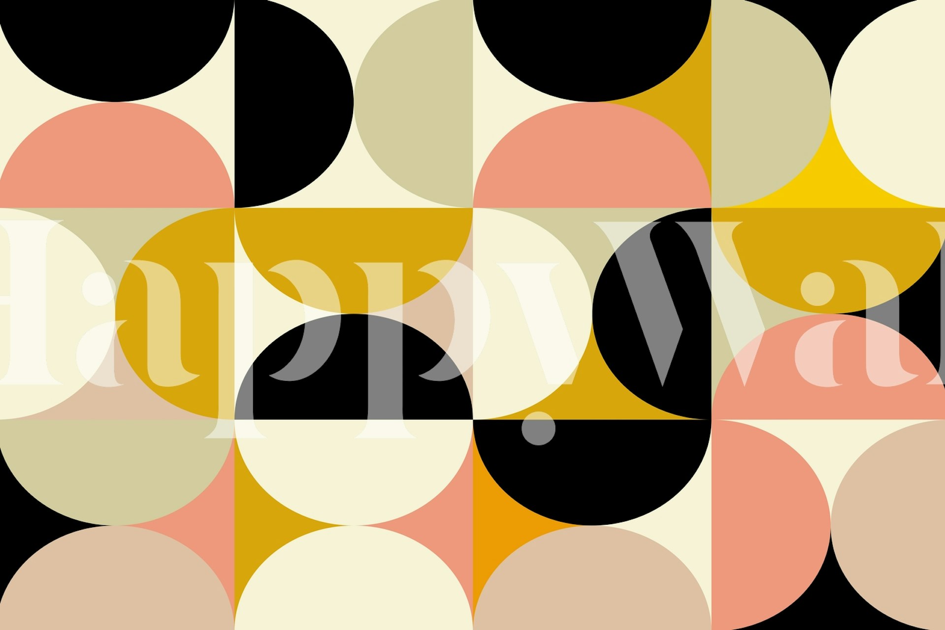 Geometric shapes in warm pink, yellow, and black colors wallpaper