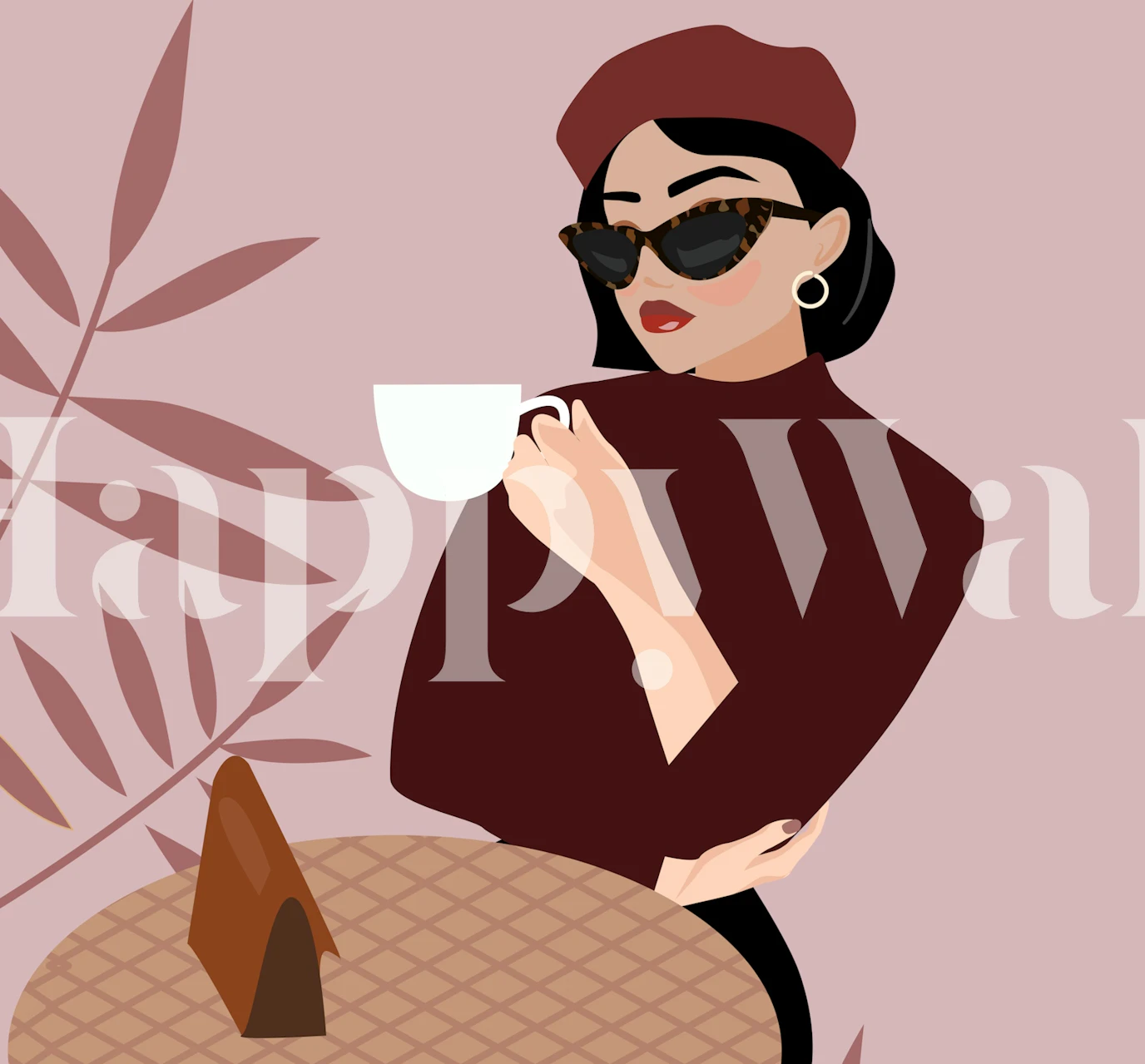 Stylish Cafe Moment wallpaper in a room setting