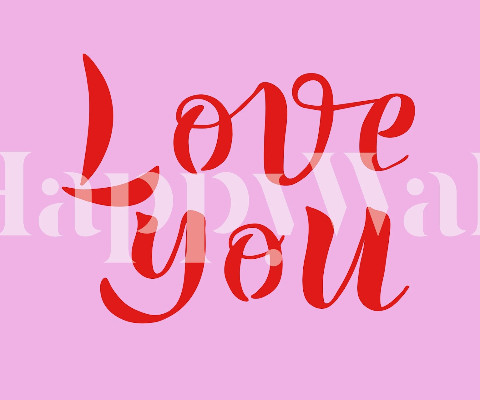 Bold red love handwriting wallpaper in a room