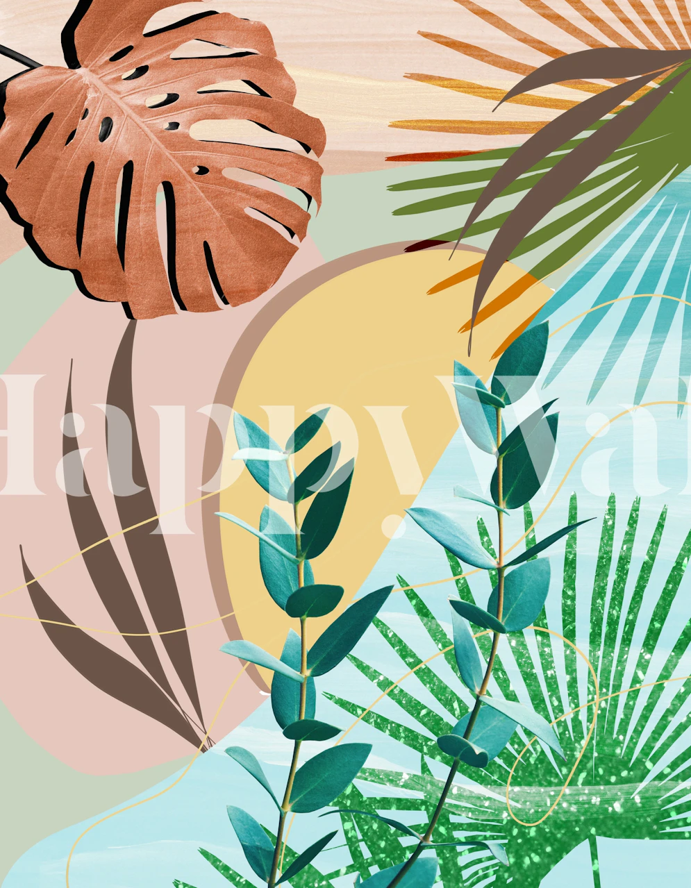 Eucalyptus Tropical Summer 2 wallpaper in a room