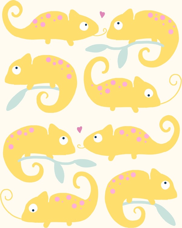 Playful Yellow Chameleons