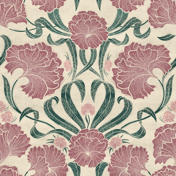 Block Print Antique Botanical Art - Blush