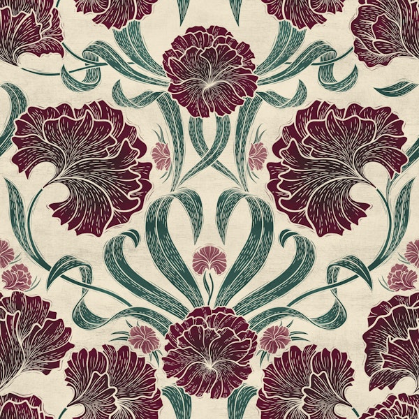 Block Print Antique Botanical Art - Wine