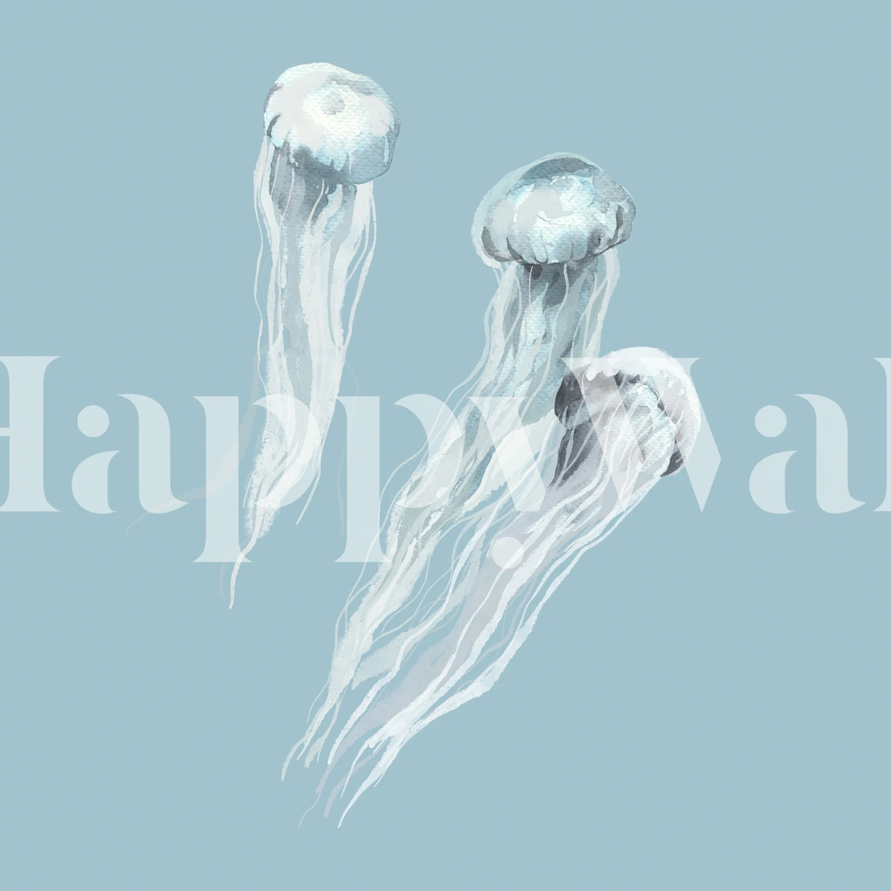 Light Blue Jellyfish Trio tapet i et rom