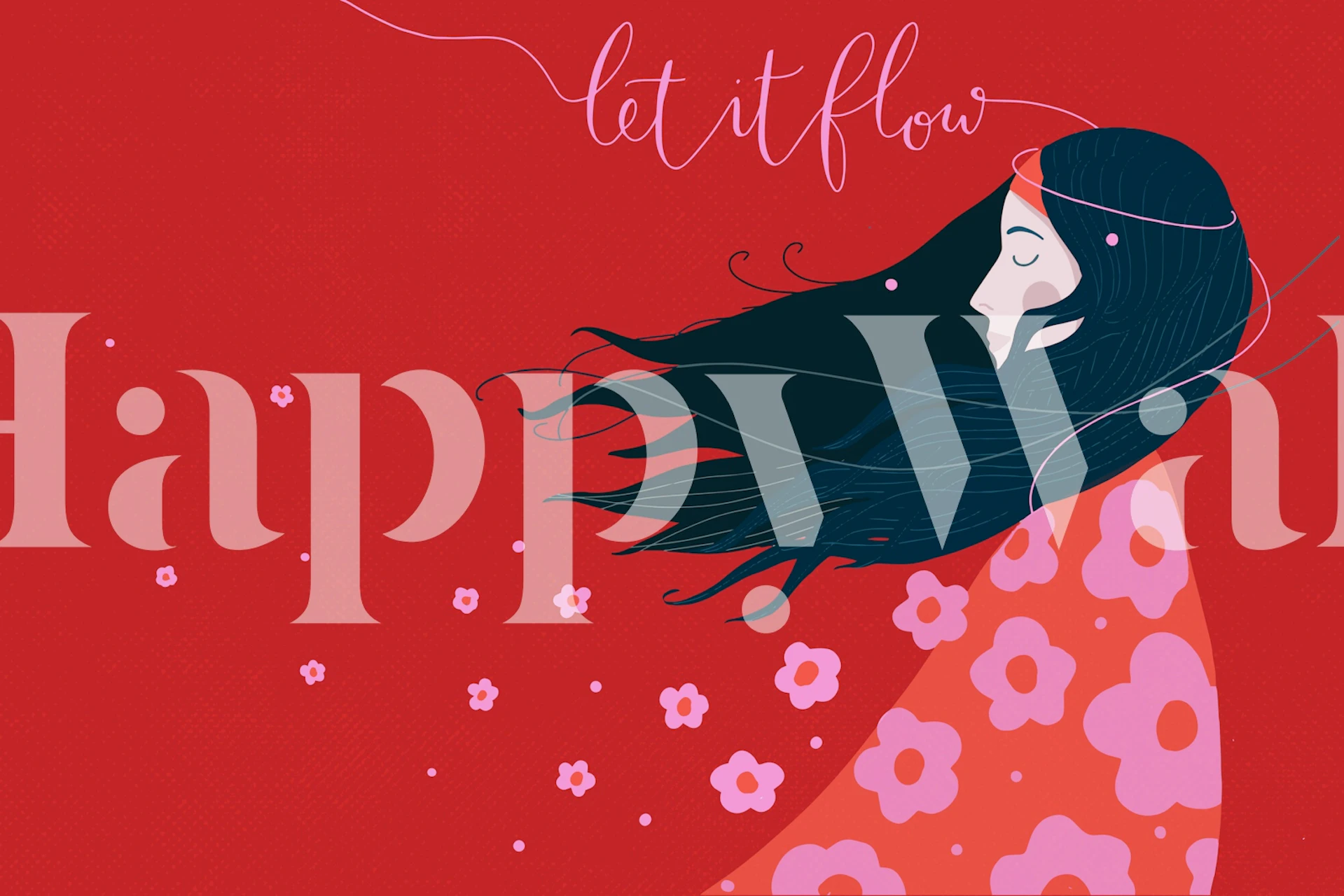 Let it Flow Red Tapete in einem schönen Raum