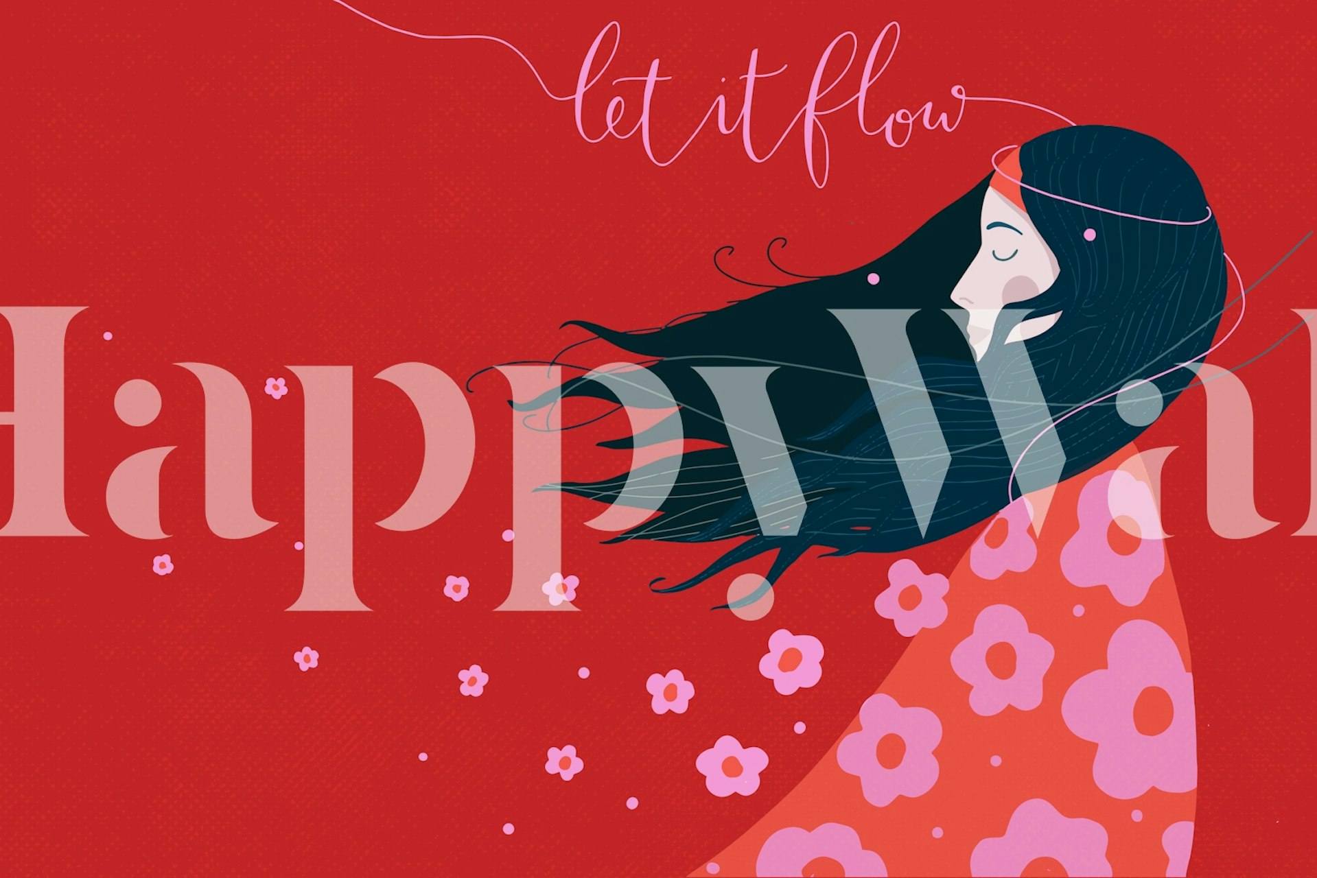 Let it Flow Red Tapete in einem schönen Raum