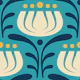 Stylish Vintage Tulips in Blue - L