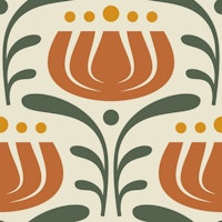 Stylish Vintage Tulips in Red Green - L ταπετσαρία