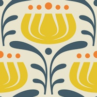 Stylish Vintage Tulips in Yellow Blue - S ταπετσαρία