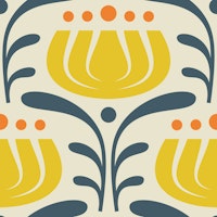 Stylish Vintage Tulips in Yellow Blue - L ταπετσαρία