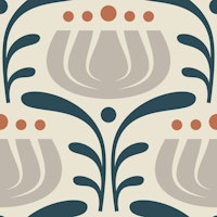 Stylish Vintage Tulips in Teal Gray - S ταπετσαρία