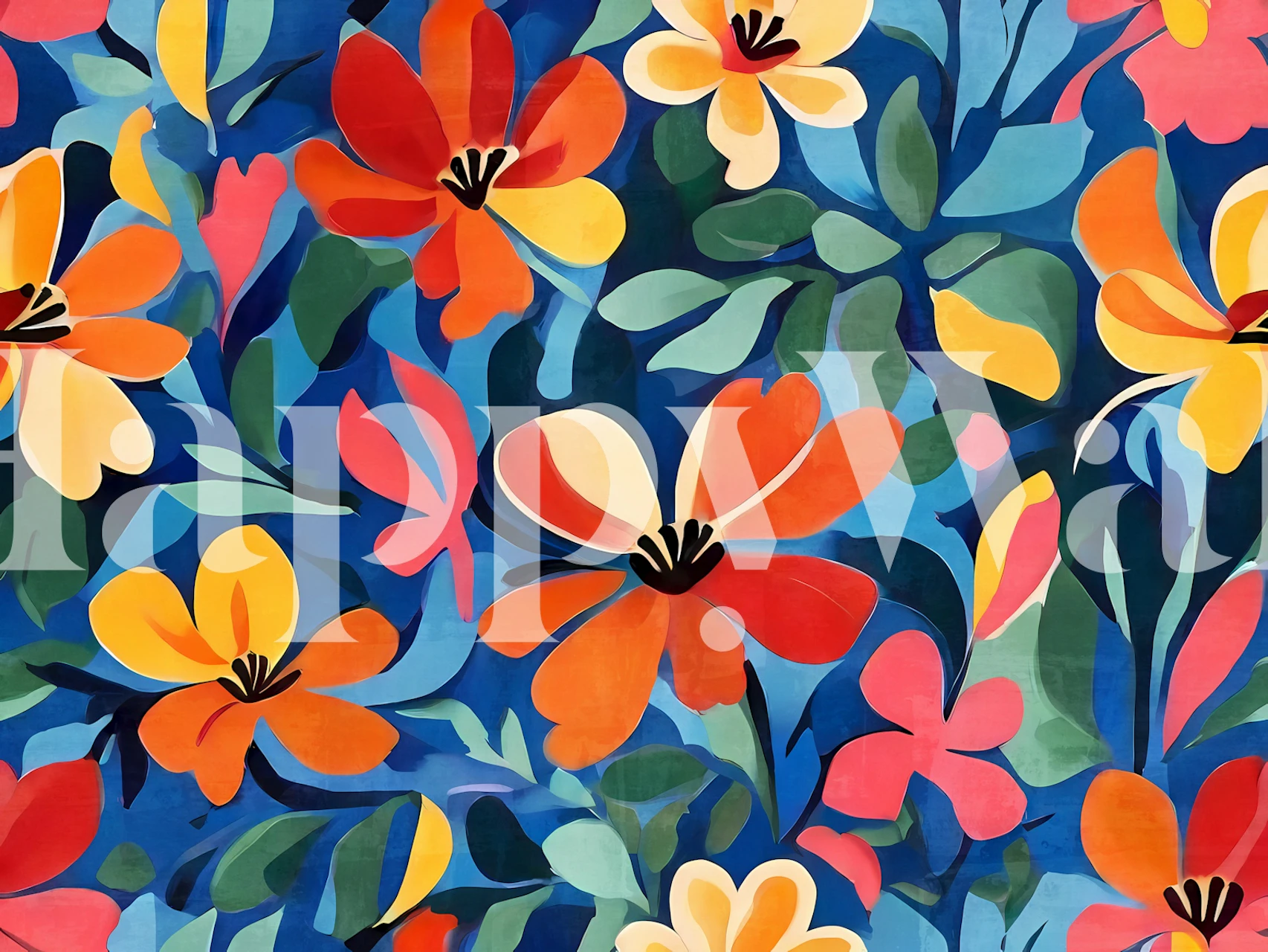 Tropical Foliage Burst 2 wallpaper in a room