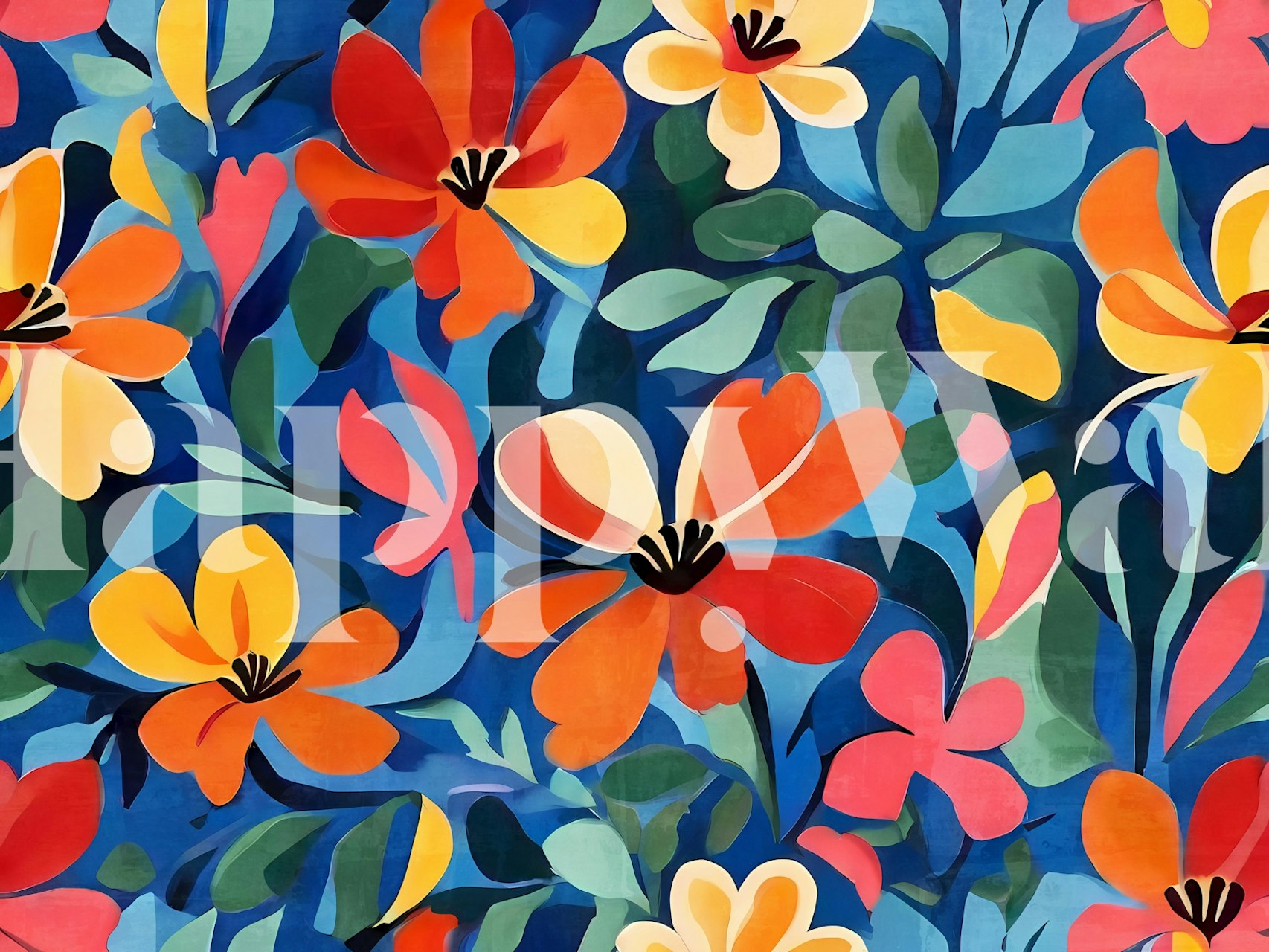 Tropical Foliage Burst 2 wallpaper in a room