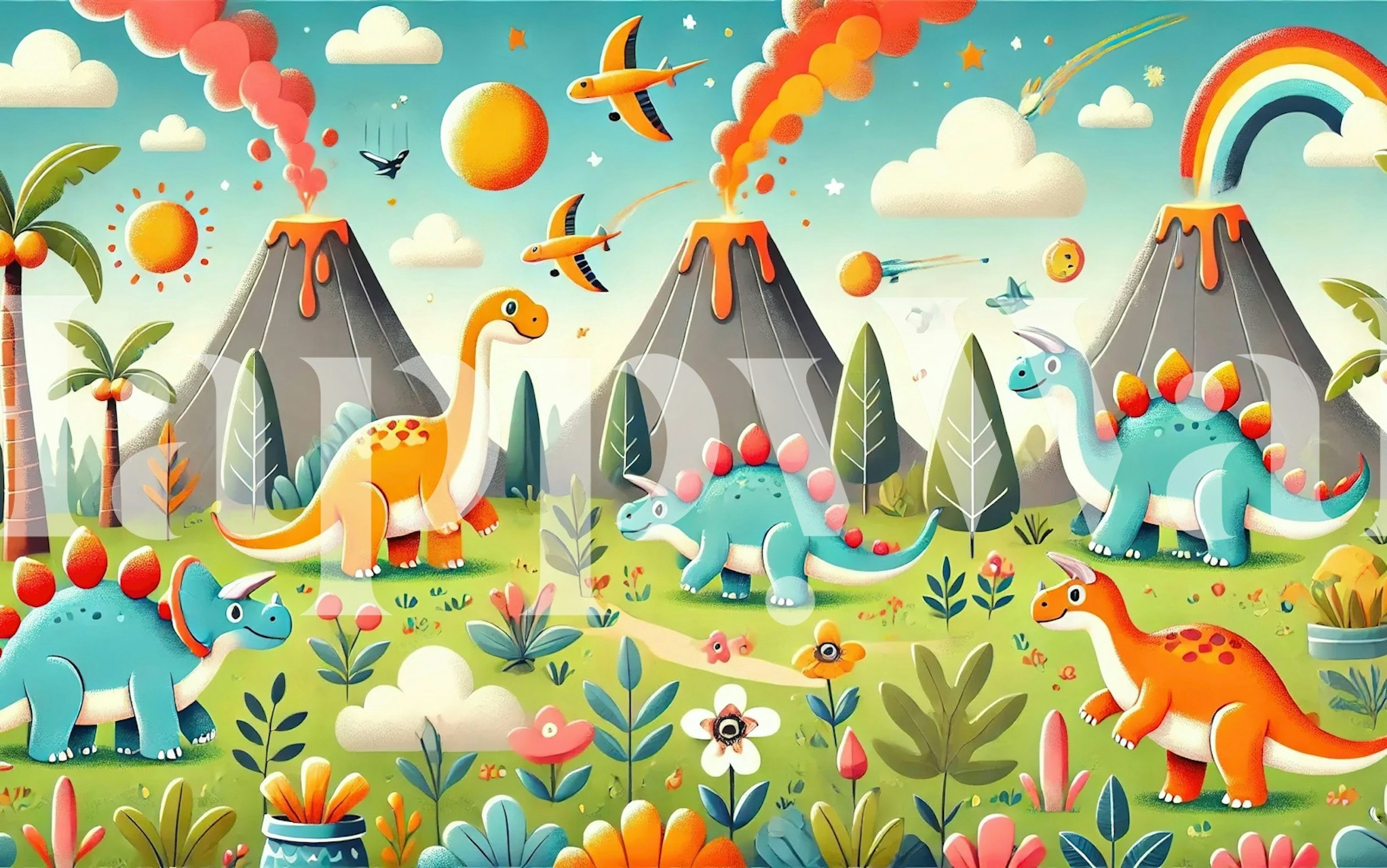 Magical Dino Land wallpaper in a room