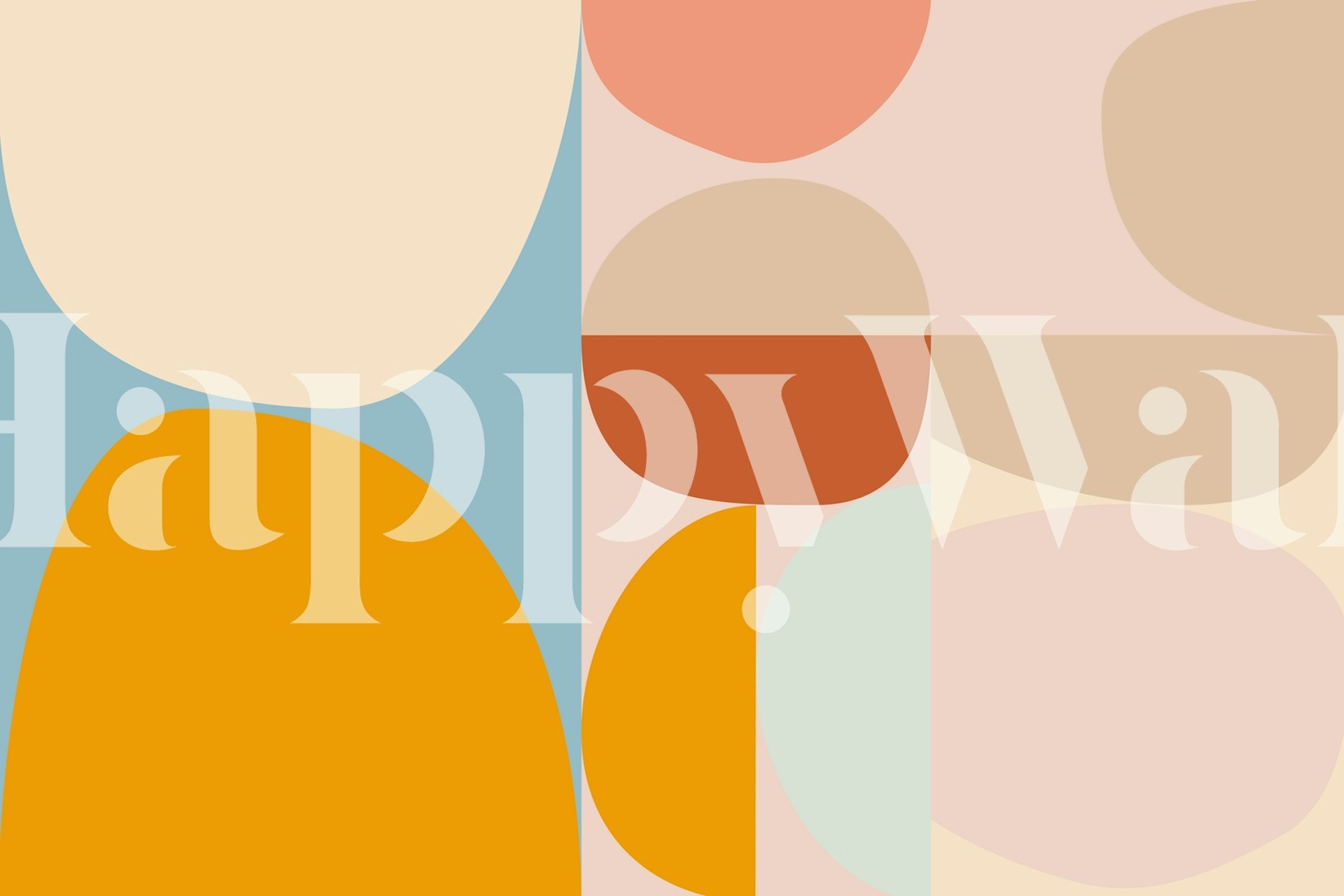 Abstract shapes in pastel colors including orange, pink, and beige wallpaper