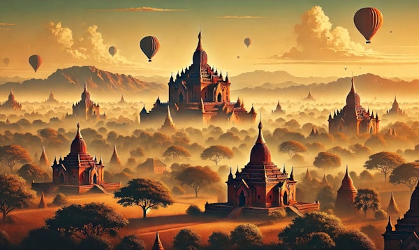 Vintage Bagan Poster, Myanmar