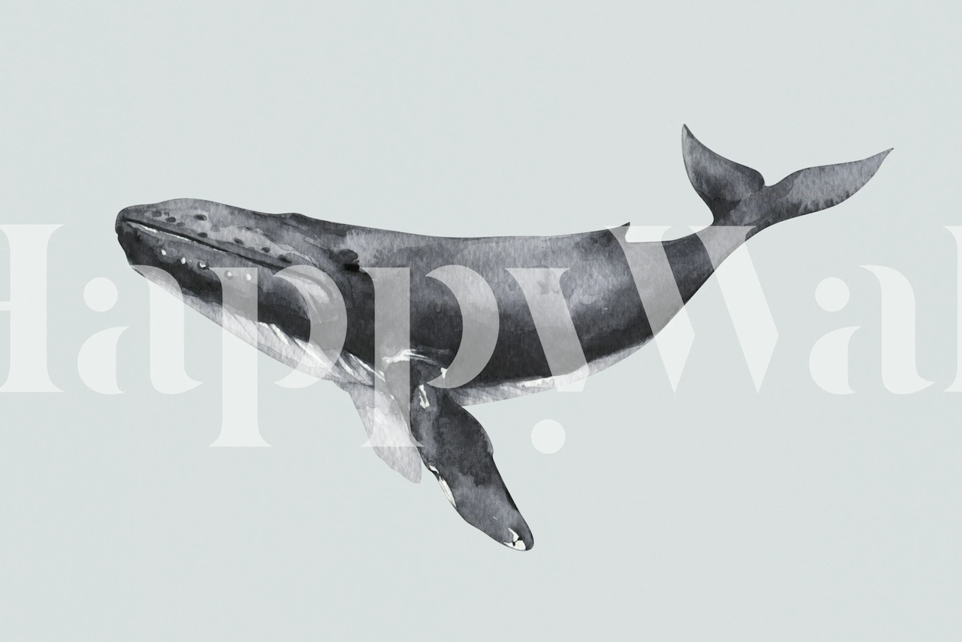 Floating Whale in Stillness-Tapete in einem modernen Raum