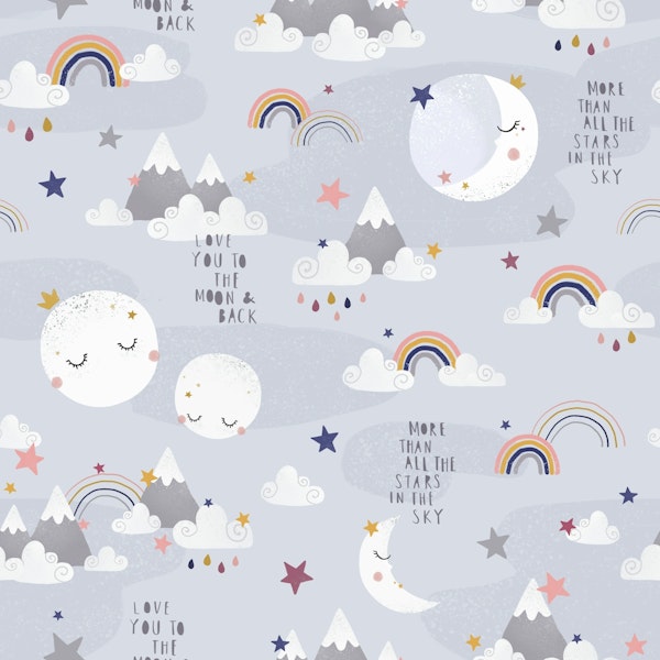 Love You To The Moon - grey