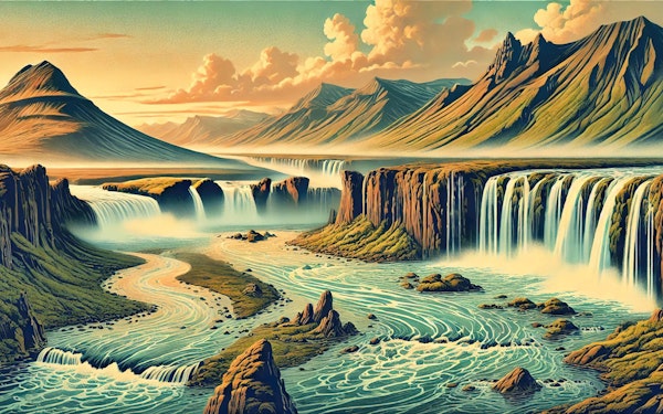 Vintage Iceland Landscape Poster