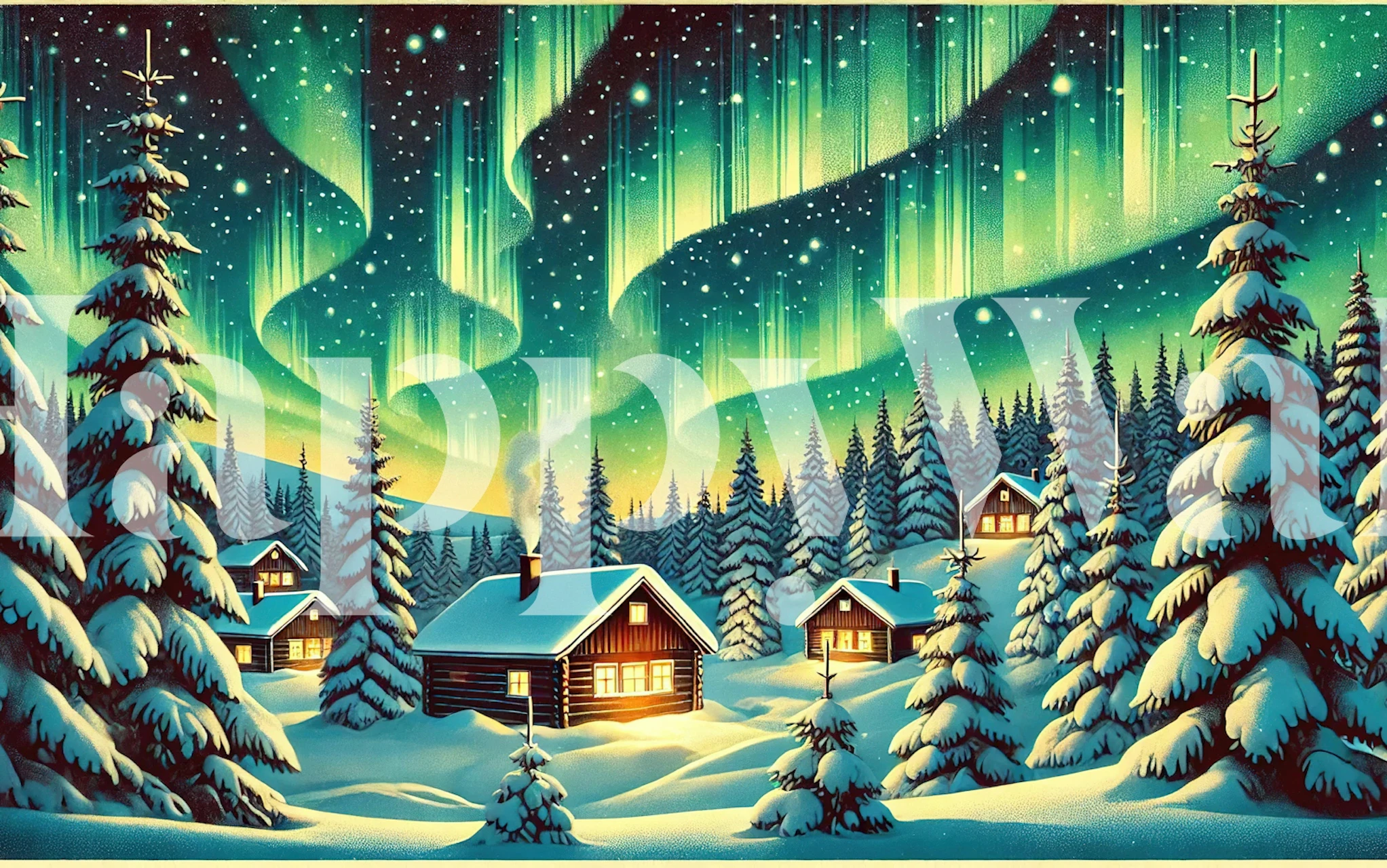 Vintage Lapland wallpaper in een gezellige setting