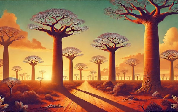 Vintage Madagascar Baobabs Poster, Madagascar