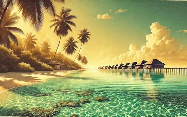 Vintage Maldives Poster, Indian Ocean