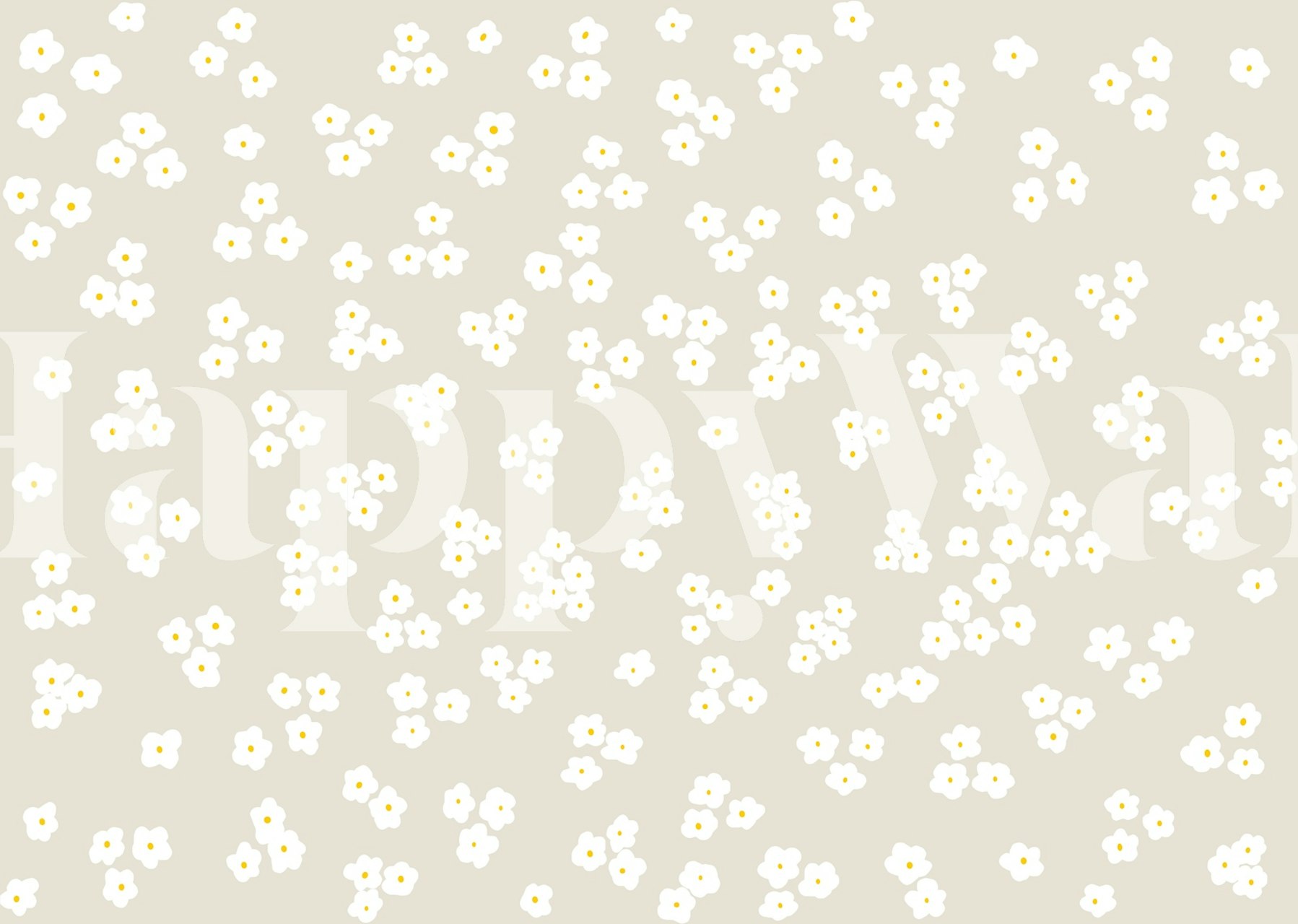 Tiny white daisies on a soft beige background wallpaper
