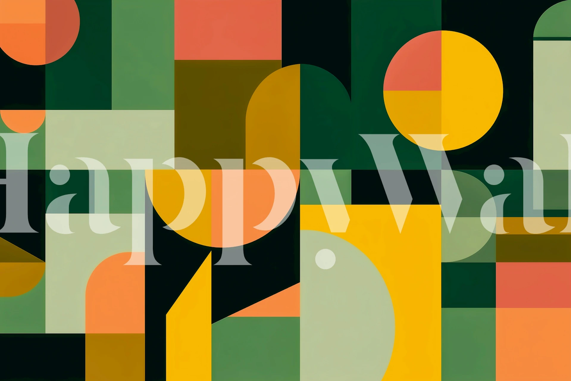 Playful geometric wallpaper design in a room