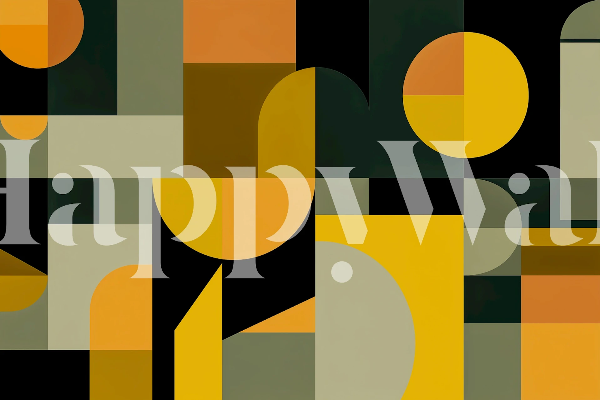 Geometric shapes in yellow, green, and black wallpaper