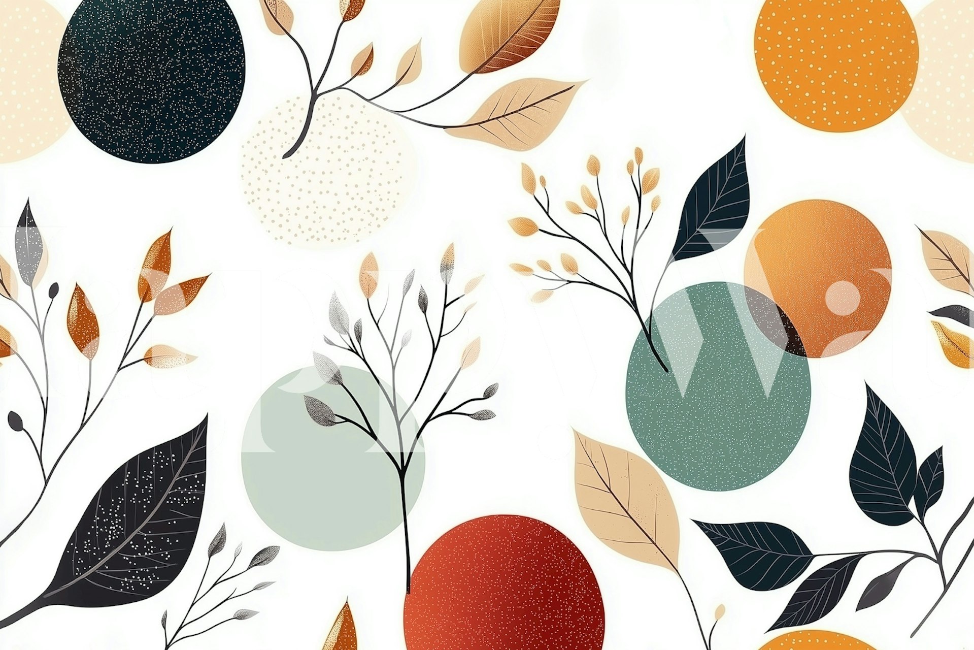 Botanical Circle Dance wallpaper in a modern room