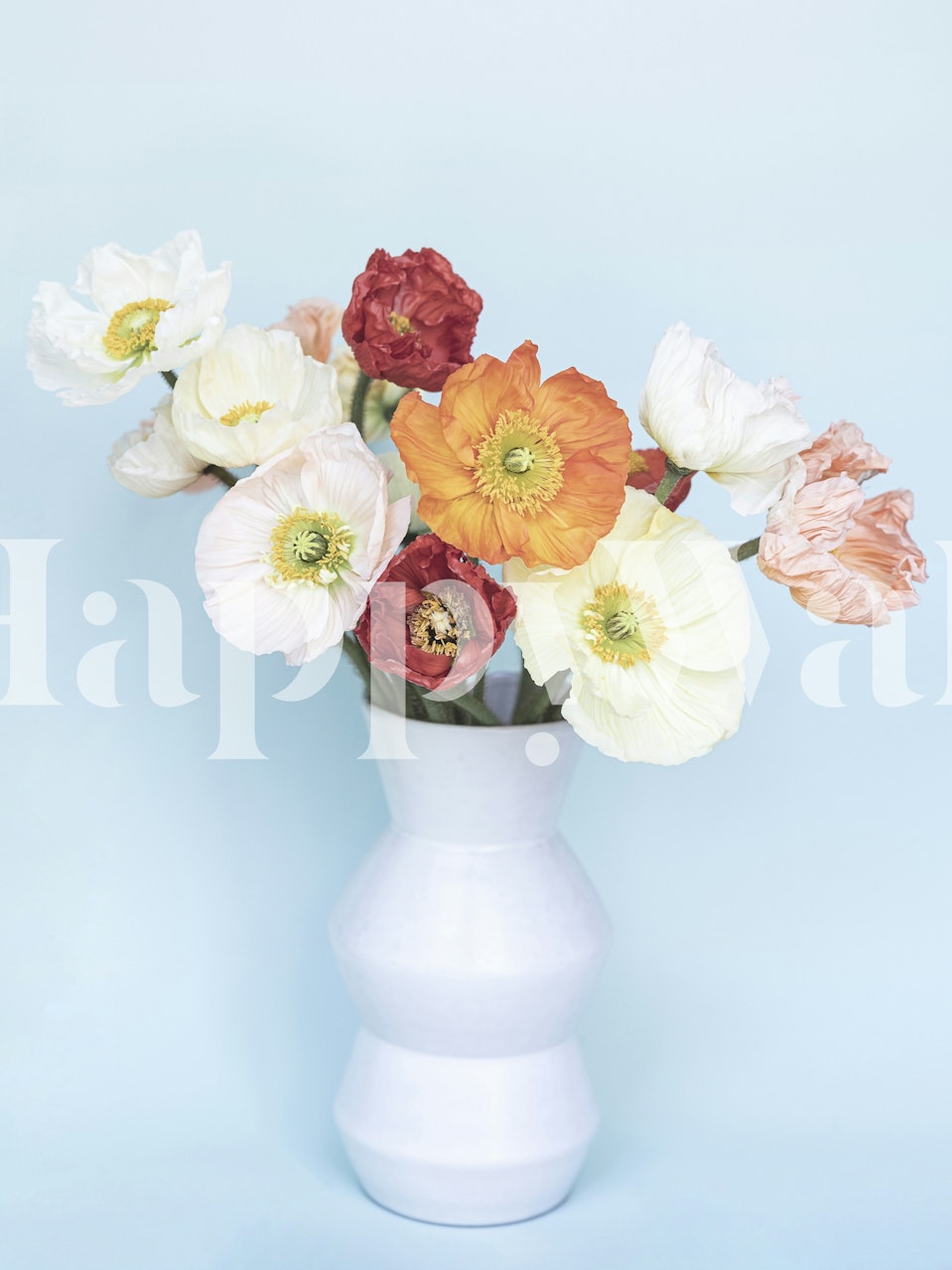 Poppies in a vase wallpaper design