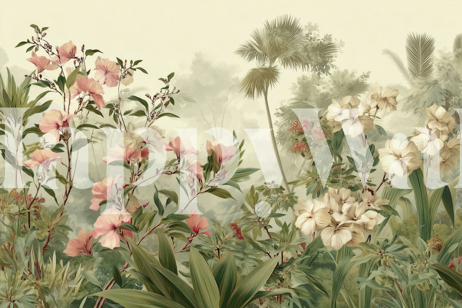 Tropical Garden Bliss wallpaper in a room