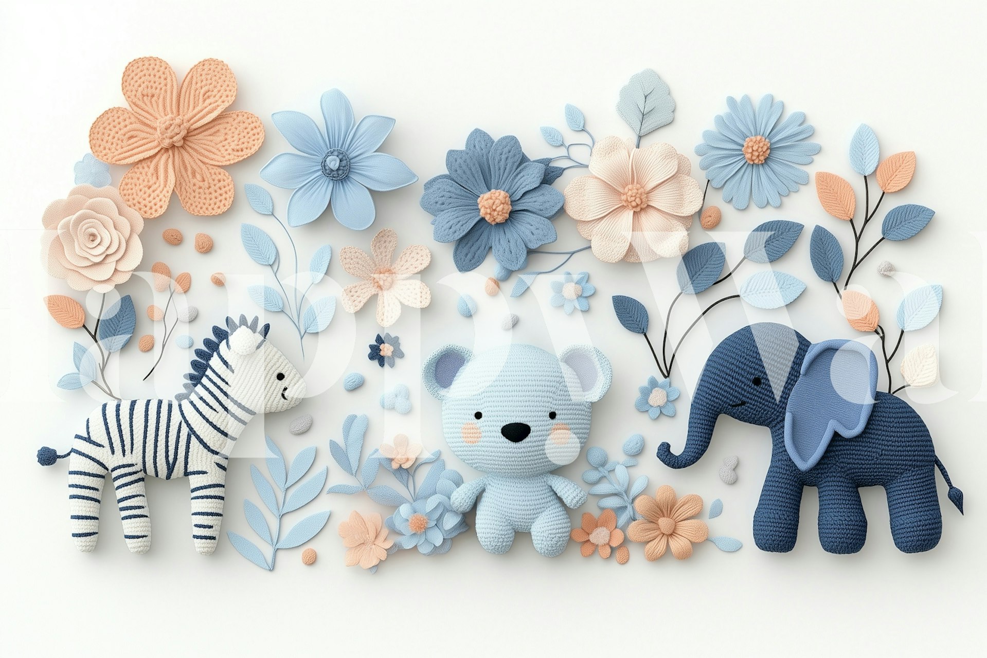 Ταπετσαρία Crochet Animal Garden σε ένα δωμάτιο