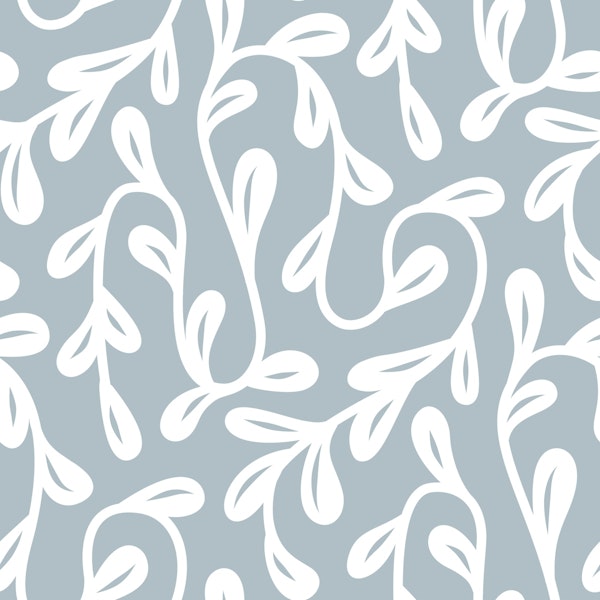 Serene Leafy Swirls Waves Grey