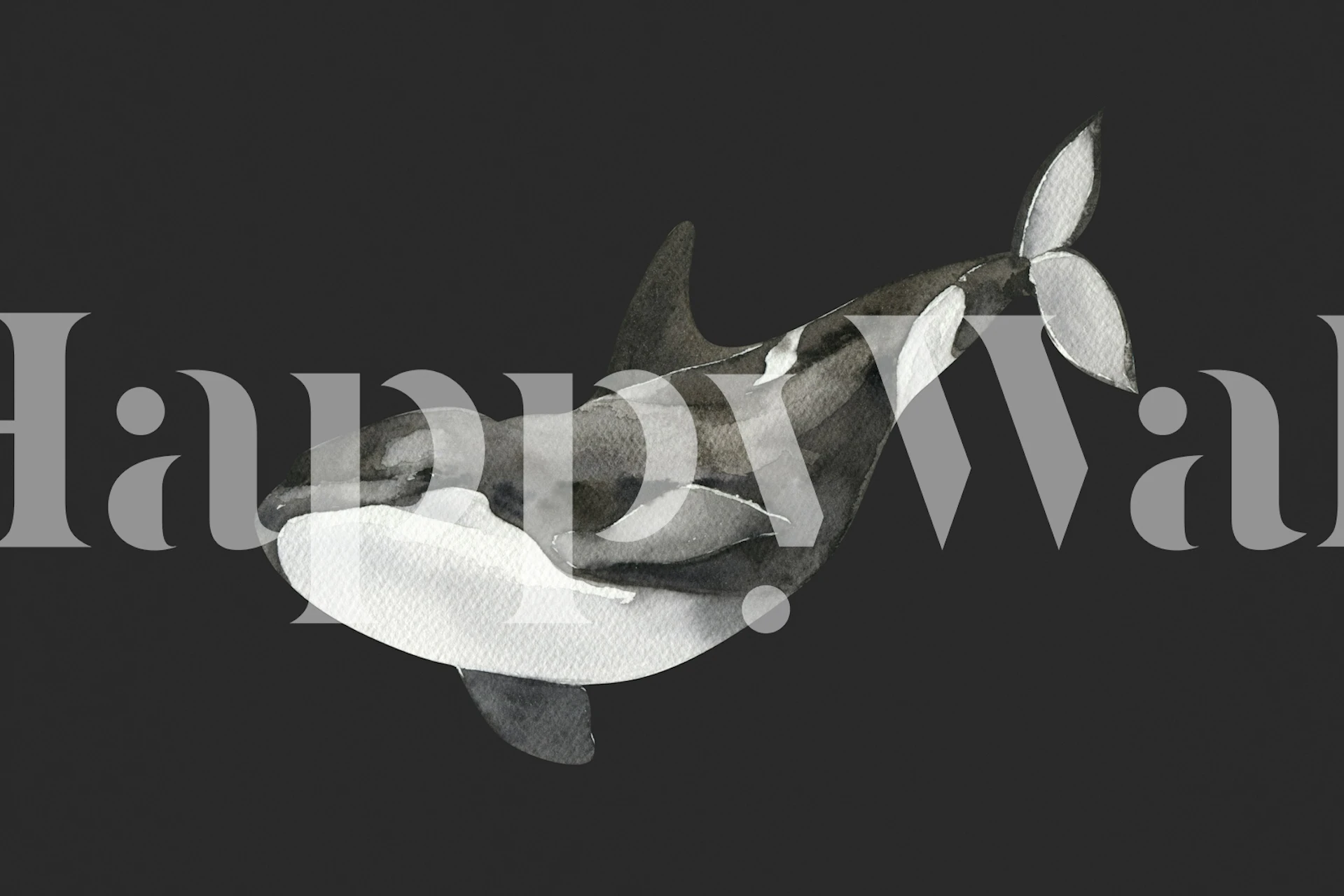 Papel de parede Deep Sea Orca em um quarto